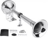 RVS Scheepshoorn - RVS Hoorn - Elektrische Hoorn - Elektrische Scheepshoorn - Elektrische Hoor/toeter - 130 dB - 12V - 40cm - Voor Boot, Auto & Vrachtwagen - Zilver