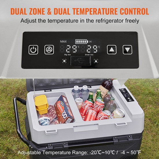 Draagbare Koelkast met Vriesvak 56Qt voor Auto, Twee Zones Compressor van Merkloos — afbeelding 4