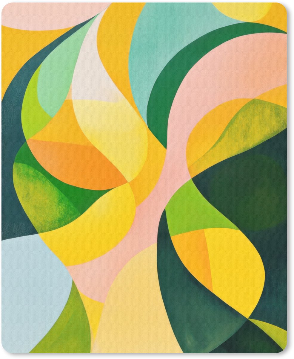 Muismat 19x23 cm - Mousepad Abstract - Geel - Roze - Groen - Muismatten