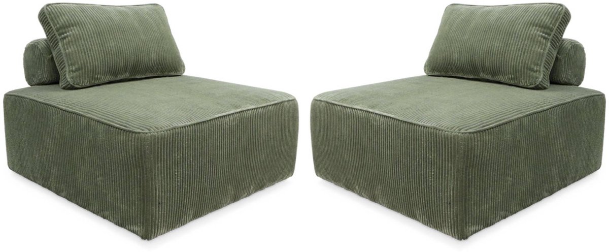 sweeek - Set van 2 fauteuils voor modulaire bank corduroy 1 zitplaats l 90 x b 90 x h 78cm - lao