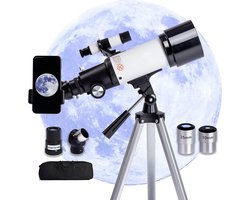 Telescoop met Statief en Telefoonadapter – 70mm Lens – 400mm Brandpuntsafstand – Astronomie Telescoop voor Volwassenen en Kinderen – Refractor Telescoop met Zoeker en AZ-Montering – Ideaal voor Beginners en Sterrenkijkers