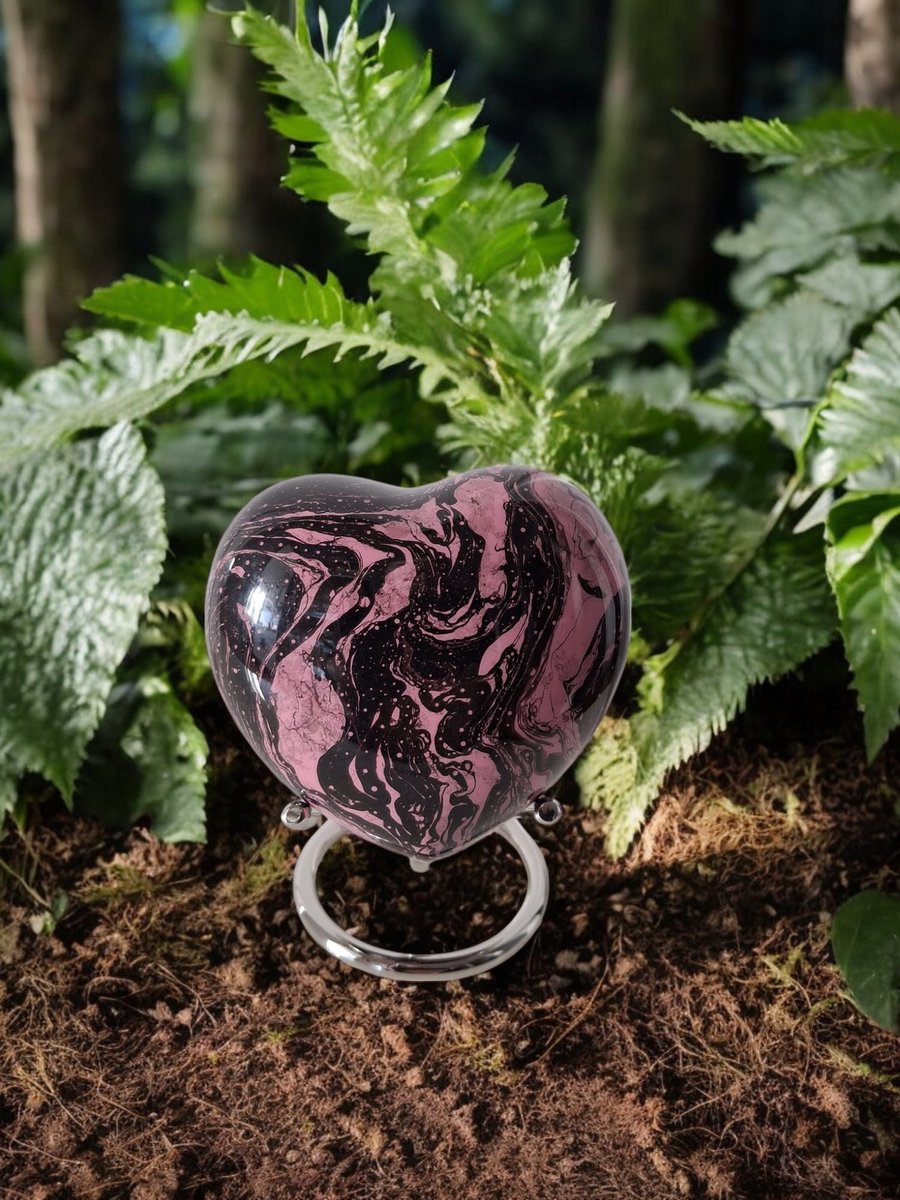 Hart Urn - Verdeel Urn - Pink Black Swirl 14284