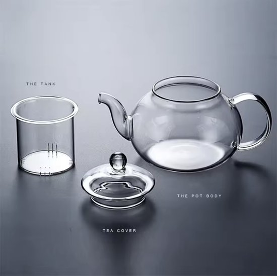 Glazen Theepot – 600 ML – Met Infuser – Hittebestendig – Luxe Ontwerp - F3.3