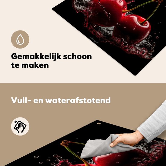 KitchenYeah® Protection plaque induction 70x55 cm - Cerises - Fruits - Eau - Protege plaque de cuisson - Couvre plaque induction - Protecteur d'induction - Cuisine