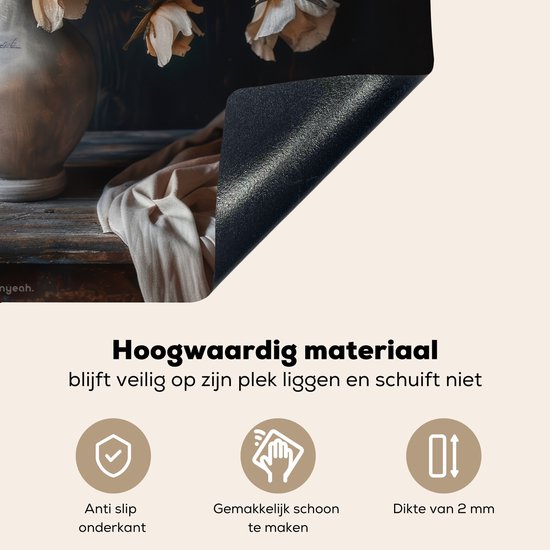 KitchenYeah® Protection plaque induction 77x51 cm - Fleurs - Bouquet - Nature morte - Protege plaque de cuisson - Couvre plaque induction - Protecteur d'induction - Cuisine