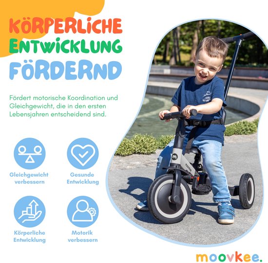 Driewieler met stuur 6in1 grijs - loopfiets vanaf 1 jaar - kinderfiets vanaf 1 jaar van Merkloos — afbeelding 4