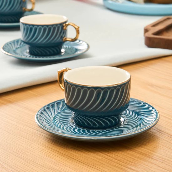 Karaca Olympian – 90 ml – Service à café 6 pièces – Blauw