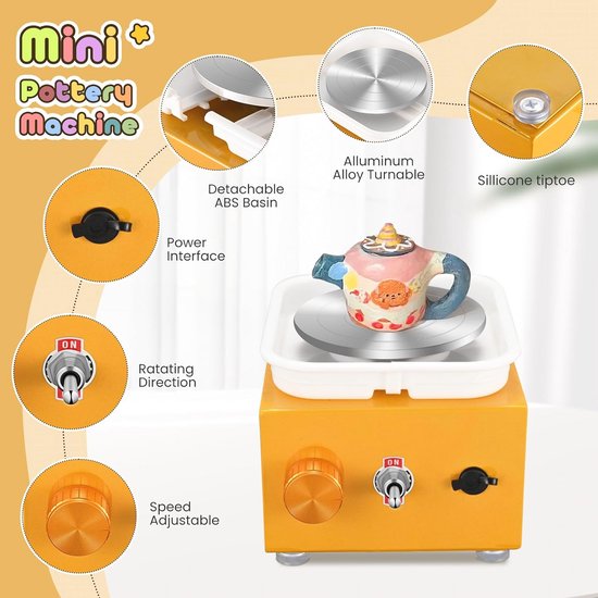CREWORKS Pottenbakkerswiel, 25 cm, 350 W, professioneel, met afneembare ABS- bak, draaiplateau, instelbare snelheid, 0-300 omw/min, pedaalbesturing voor doe-het-zelf kinderen en volwassenen, oranje CREWORKS Pottenbakkerswiel, 25 cm, 350 W, professioneel, met afneembare ABS- bak, draaiplateau, instelbare snelheid, 0-300 omw/min, pedaalbesturing voor doe-het-zelf kinderen en volwassenen, oranje