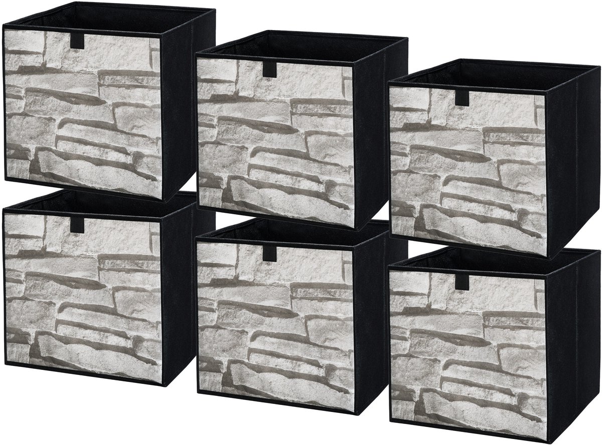 LAVITA® Opbergmand Textiel - 31x31x31 Steen 6 Stuks - Opbergbox Kast Organizer Opbergdoos - Kastlade Verdeler Voor Kleding Ondergoed Badkamer Kledingkast - Vouwdoos Stoffen Doos Opbergdozen