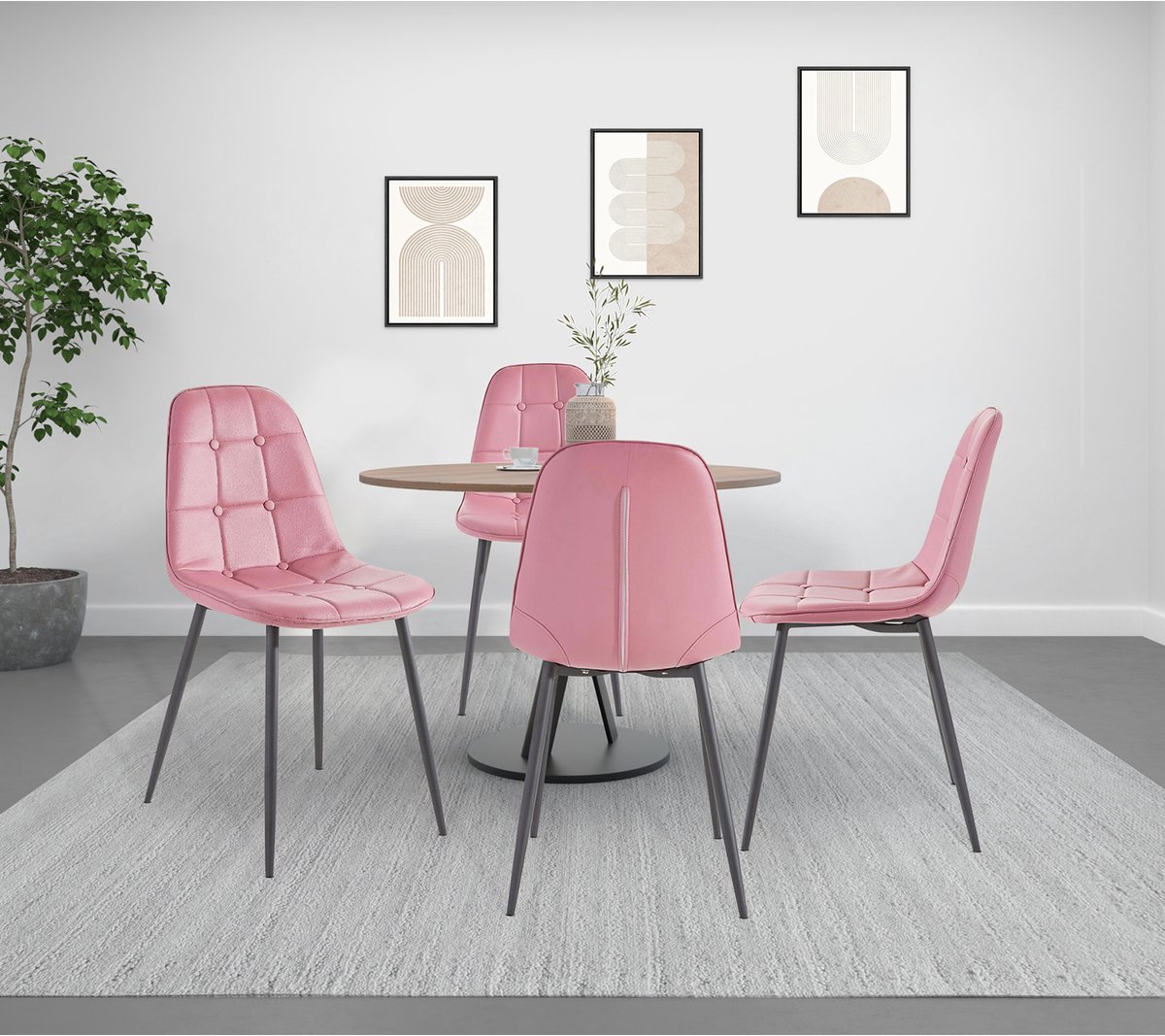 Luna-Eetkamerstoel - Rose PU - Set van 4