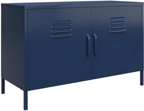 Meuble 2 portes en métal bleu marine
