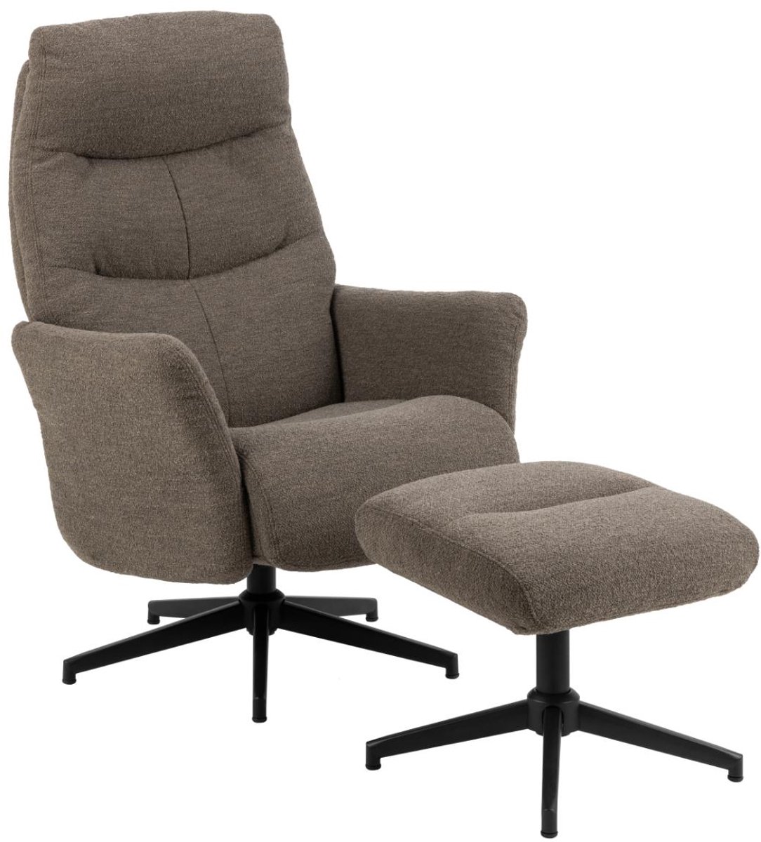 Giga Living Relaxfauteuil Lovik - Taupe Incl. Voetenbankje - 83x75x112cm