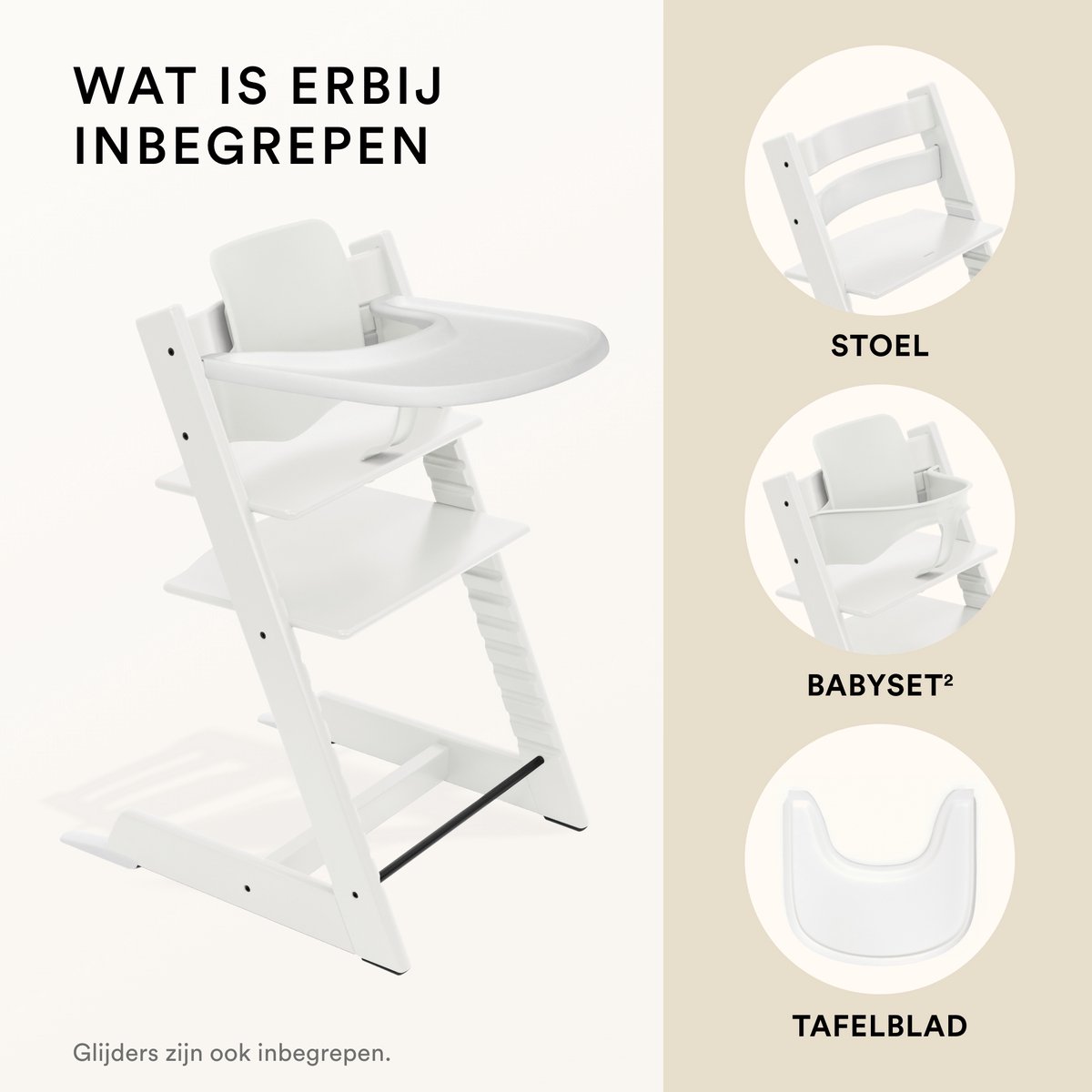 Stokke® Tripp Trapp® Bundle Stoel + Babyset + Tray | White thumbnail 3