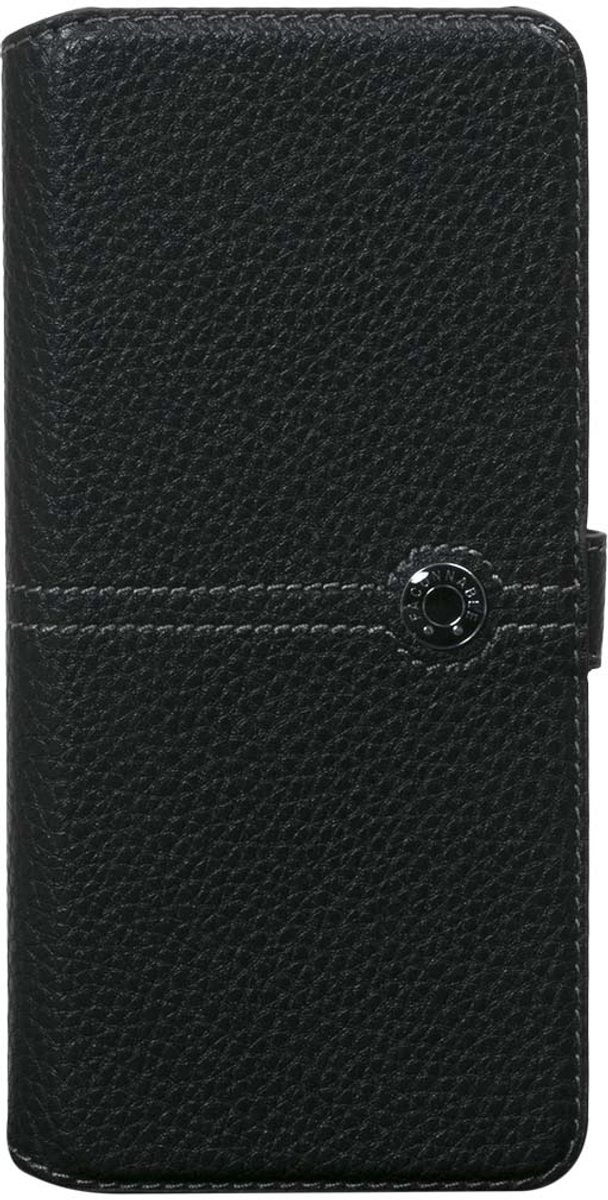 Façonnable, Etui Geschikt voor Samsung Galaxy A70 Folio Sellier met gelakte knop, Zwart