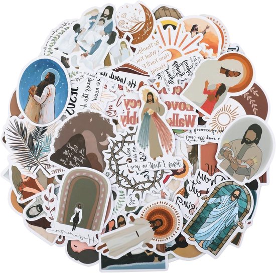 Lot de 100 Autocollants chrétiens – Autocollants de prière, Autocollants de foi, Thema Jésus – Vinyl imperméable pour journal biblique, bouteille d'eau, ordinateur portable, téléphone, Bumper, guitare – Motif Religieux