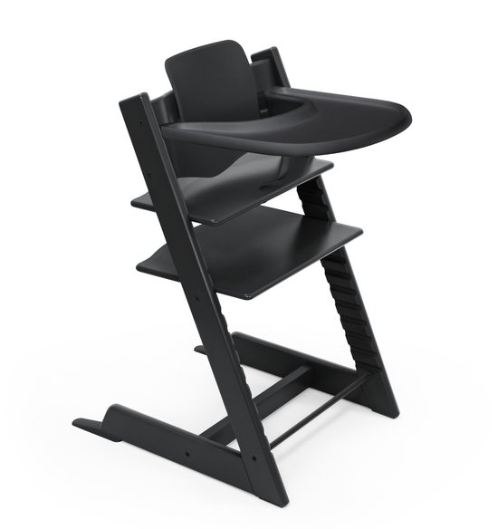 Stokke Tripp Trapp-kinderstoel (zwart), Stokke-dienblad (zwart) - Incl. Tripp Trapp-stoel, babyset 2 voor kinderen van 6-36 maanden en Stokke-dienblad - Verstelbaar, ergonomisch en gemakkelijk schoon te maken