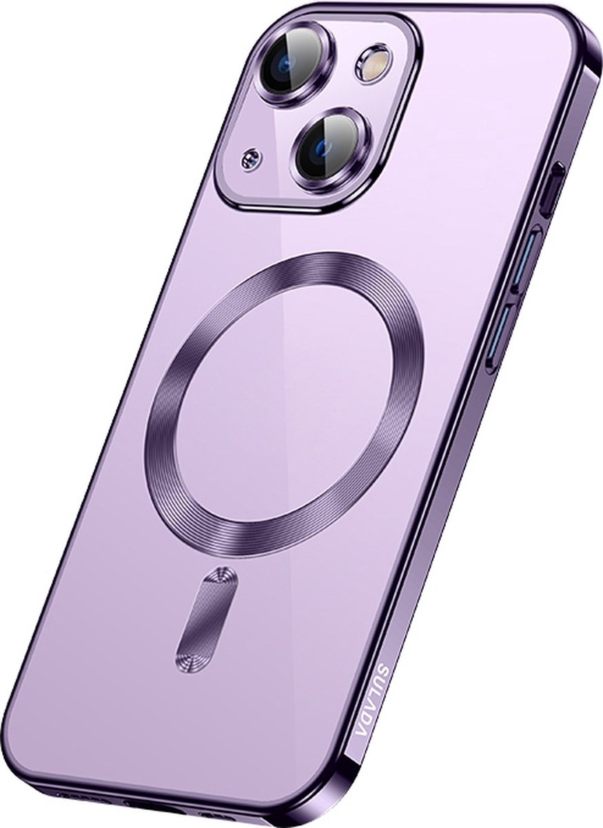 Sulada Soft case TPU en shockproof en lensbeschermer met magnetische ring voor de iPhone 14 Plus Paars