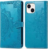 iMoshion Hoesje Geschikt voor iPhone 15 Hoesje Met Pasjeshouder - iMoshion Mandala Bookcase - Turquoise