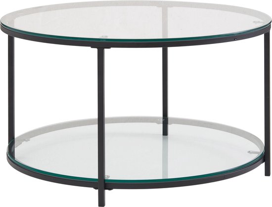 Salontafel van glas en metaal - Moderne ronde woonkamertafel ...
