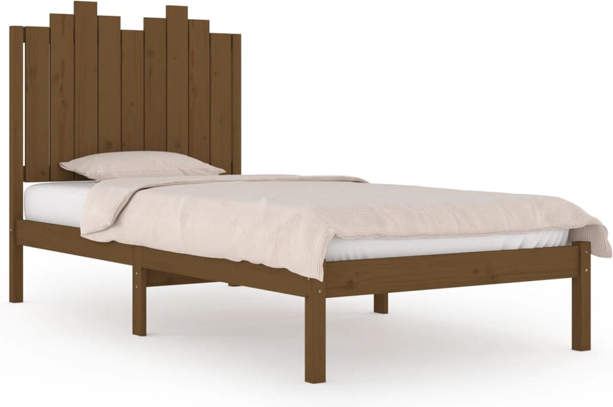 vidaXL-Bedframe-massief-grenenhout-honingbruin-100x200-cm