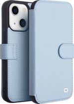 Qialino Leren Geschikt Voor iPhone 13 Mini Boekmodel hoesje - Blauw