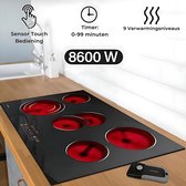 Jago - Glas Keramische kookplaat met 5 zones - Frameloos - Met Touch Control / Aanraakbediening - 8600W - 9 Vermogensniveaus - Automatische Timer - Kinderbeveiliging