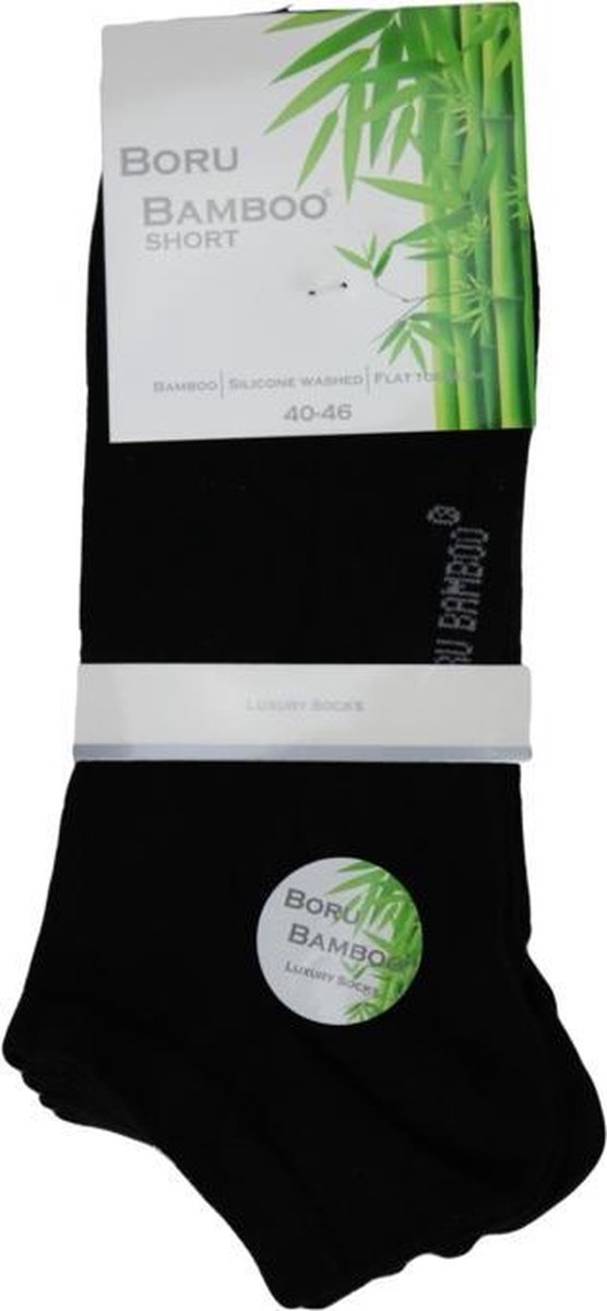 Boru Bamboe Enkel sokjes - zwart - 2 paar - maat 36-40