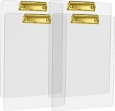 chrijfmap met gouden metalen klem, acryl transparant klembord formaat A4 hoog klembordmap (4 stuks)