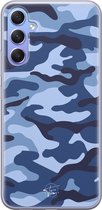 Hoesje geschikt voor Samsung Galaxy A34 - Camouflage blauw - Soft Case - TPU - Print - Blauw - Mooie Telefoonhoesjes