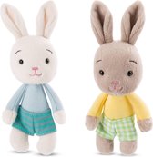 SHOP YOLO - Twee knuffel konijn - voor Meisjes, Jongens & Baby’s - 15 cm - Beige&Bruin