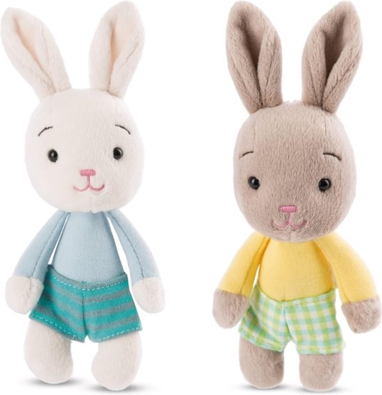 Messing Stroomopwaarts Verwacht het SHOP YOLO - Twee knuffel konijn - voor Meisjes, Jongens & Baby's - 15 cm -  Beige&Bruin | bol.com