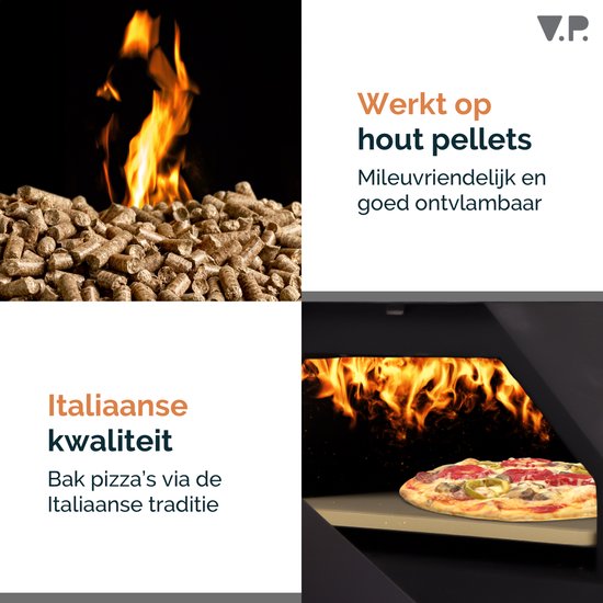 V.P. Pizza Pellet Oven - Houtgestookte Pizza Oven - Pizza Bbq - Pizzaoven - Voor Buiten - Steenoven - V.P.