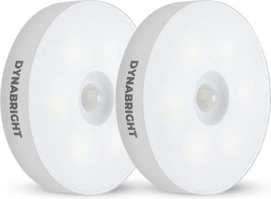 Lampe LED sans fil DynaBright - 2 pièces - Magnétique - Avec détecteur de mouvement - Rechargeable par USB - Éclairage d'armoire - Lumière Wit chaude - Applique murale sans fil - Spot LED sans fil - Avec aimant 2x2
