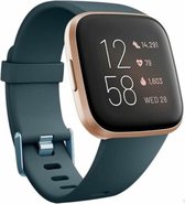Siliconen Smartwatch bandje - Geschikt voor Fitbit Versa / Versa 2 silicone band - grijsblauw - Strap-it Horlogeband / Polsband / Armband - Maat: Maat S