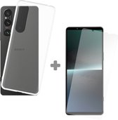 Cazy Soft TPU Hoesje + Tempered Glass Protector geschikt voor Sony Xperia 1 V - Transparant