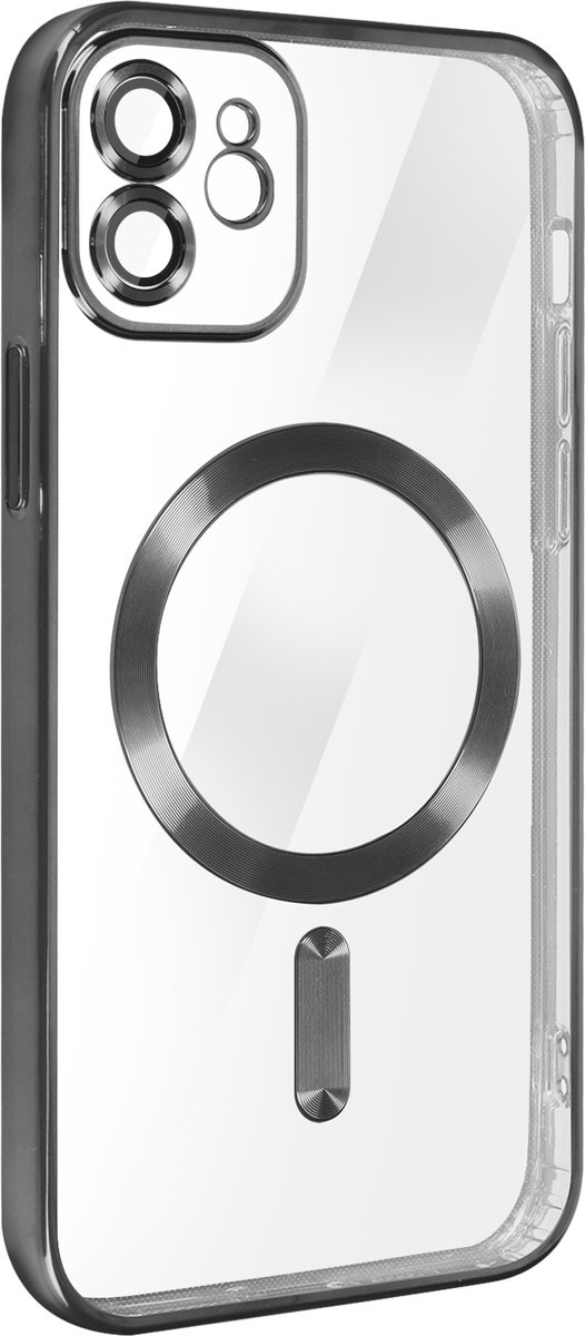 MagSafe Case Geschikt voor Apple iPhone 12 Siliconen Bescherming Camera Chroom Zwart