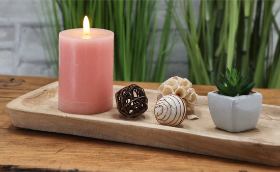 Bougies Pilier Lot De 3 - Ø8x8 Cm - Longue Durée (20h) - Cire Mélange UE - Couleur Ocre - Décoration Ambiance