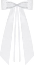 PartyDeco trouwauto antenne lint strik - Bruiloft - wit - 4x stuks - 14 cm - just married