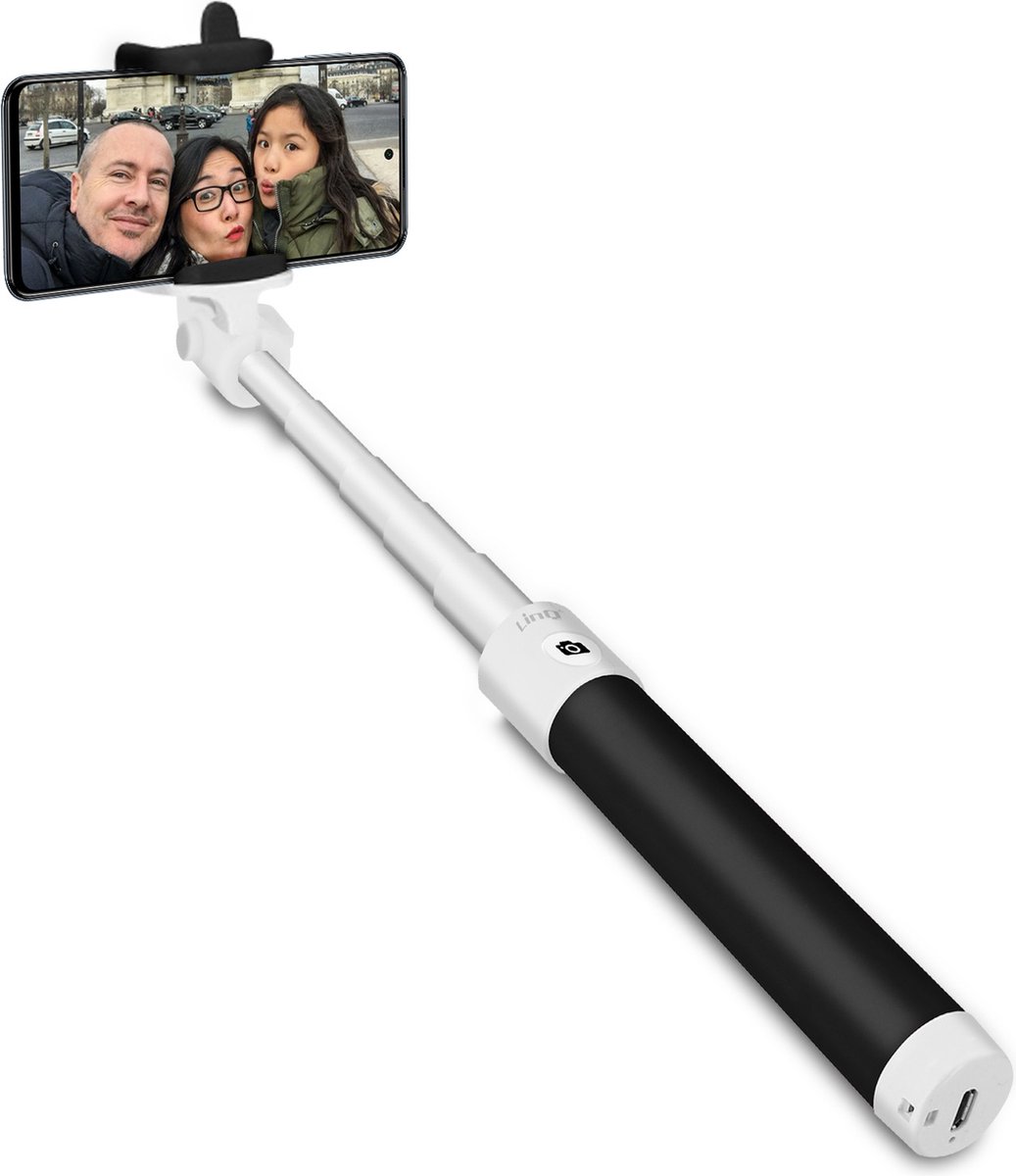 LinQ Uitschuifbare Intrekbare Bluetooth Selfie Stick - Zwart