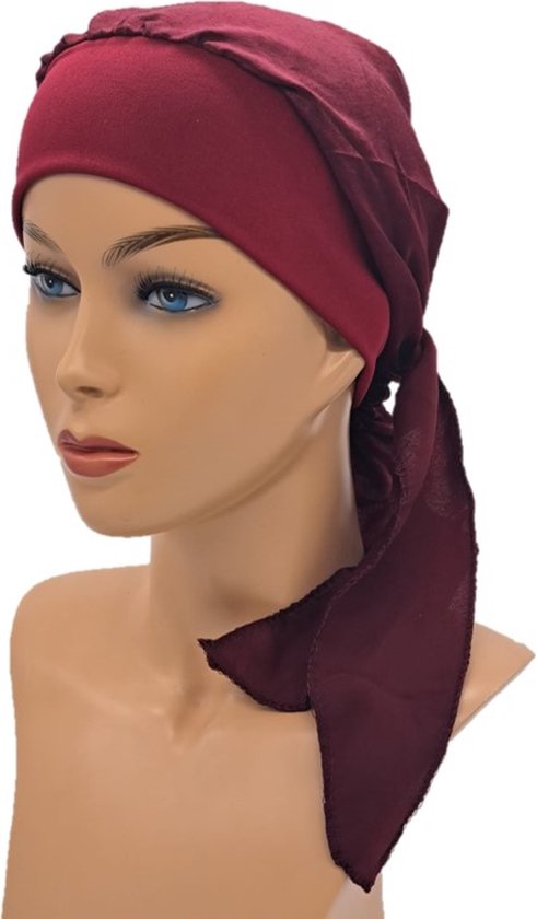 Johnson Headwear® - Bonnet chimio wrap - Bonnet femme - Couleur : Rouge foncé - Bonnet chimio - Bonnet - Bonnet - Couvre-chef - Bonnet d'été