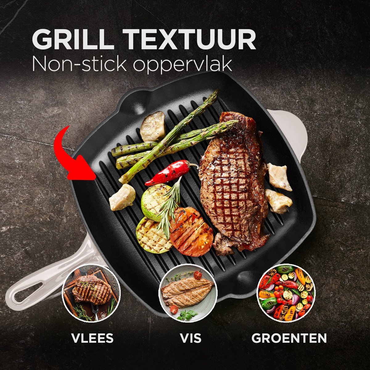 Rosmarino Rosmarino Grillpan Gietijzeren Grillpan - afbeelding 2