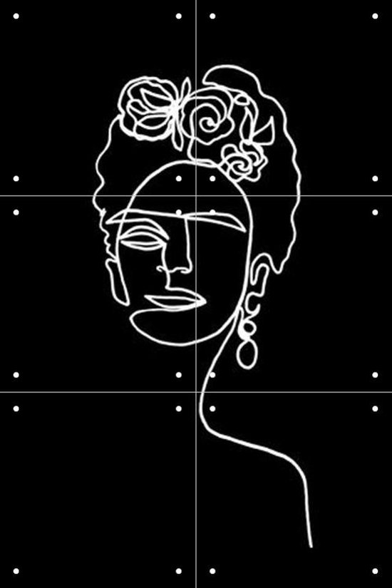 IXXI Frida Kahlo black & white - Wanddecoratie - Grafisch Ontwerp - 40 x 60 cm