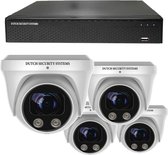 Draadloze Beveiligingscamera Set - 4x PRO Dome Camera - UltraHD 4K - Sony 8MP - Wit - Buiten & Binnen - Met Nachtzicht - Incl. Recorder & App