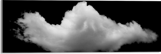 Acrylglas - Witte Donzige Wolk tegen Gitzwarte Lucht - 60x20 cm Foto op Acrylglas (Met Ophangsysteem)
