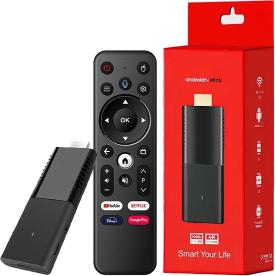 Snelle Android tv stick 4K - Android tv box 4k - Smart TV Stick - 2.4G + 5G Dual Band WIFI - Bluetooth 5.0 - 2GB/16GB