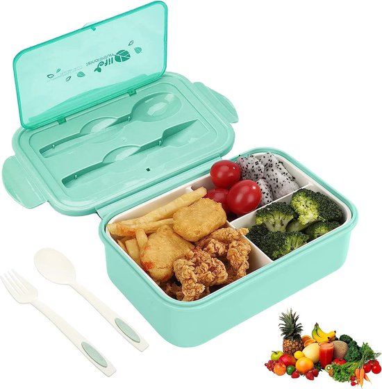 Coffret Bento Lunch Box 1000 ml, Lunch Box avec 3 Compartiments et
