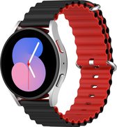 Mobigear Ocean - Fermoir à boucle pour bracelet de montre intelligente en Siliconen flexible - 22 mm - Zwart / Rouge