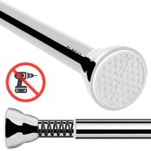 MEISENBERG Douchegordijnstang, Gordijnroede Zonder Boren 90-160 cm, Telescopische Metalen Stang, Uitschuifbare Spanstang voor Badkamer, Garderobe, Keuken, Doorsnede - 25 mm, Zwart, Roestvrij Staal