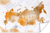 Poster - Rusland - Wereldkaart - Goud - 120x80 cm