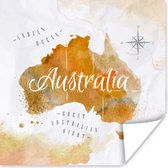 Décoration murale - Wereldkaart - Abstrait - Australie - 50x50 cm - Affiche